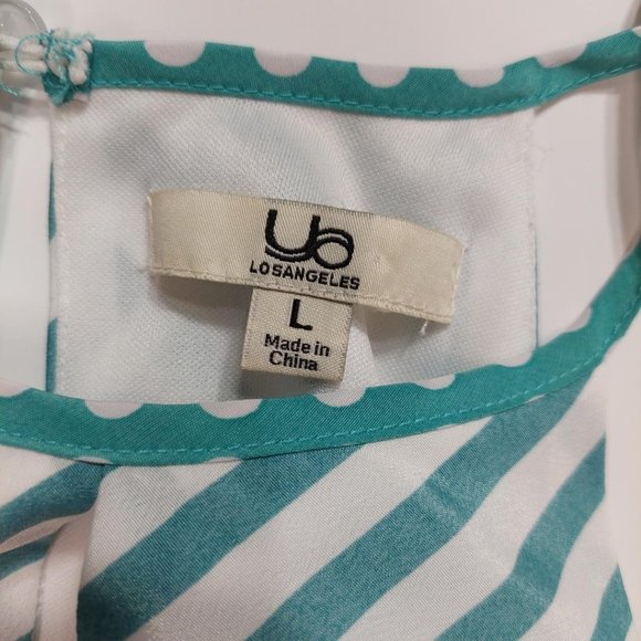 Ya Los Angeles Aqua Green/White Striped Dress - Size L - Picture 3 of 5